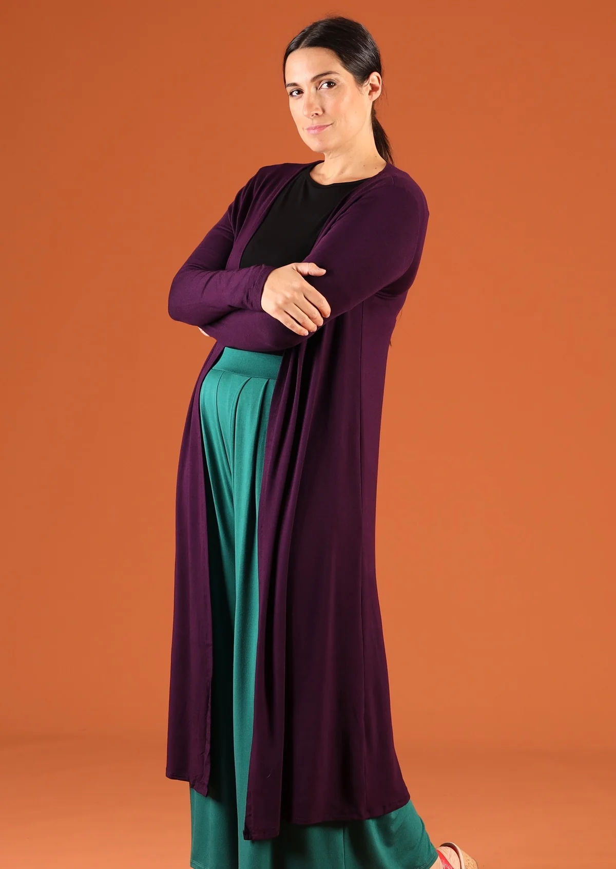 Duster Jersey Jacket Dark Purple - Fuchesia