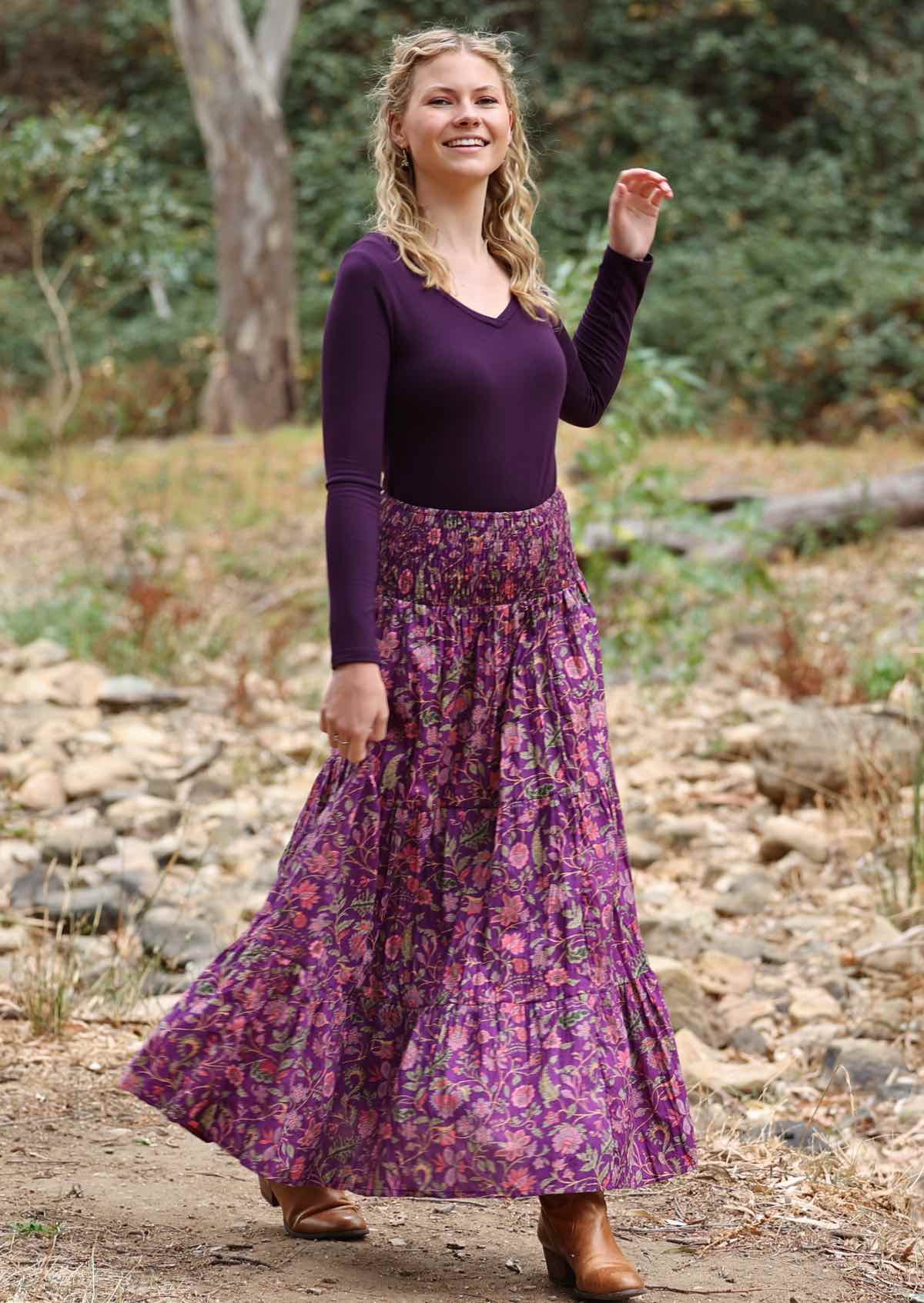 Dawn Maxi Skirt Amethyst - Fuchesia