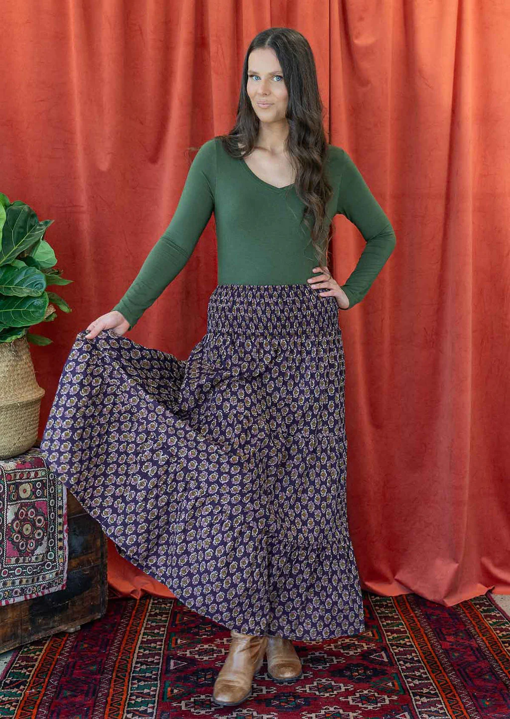 Dawn Maxi Skirt Kumari - Fuchesia