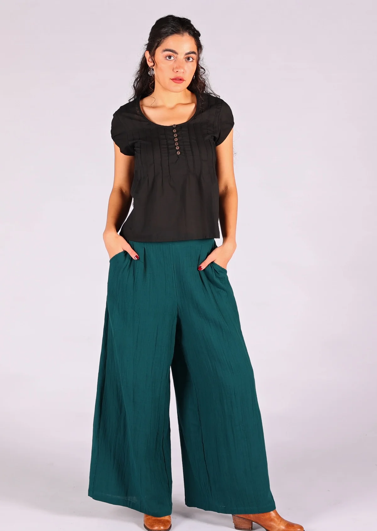 Jaya Pant Deep Teal - Fuchesia