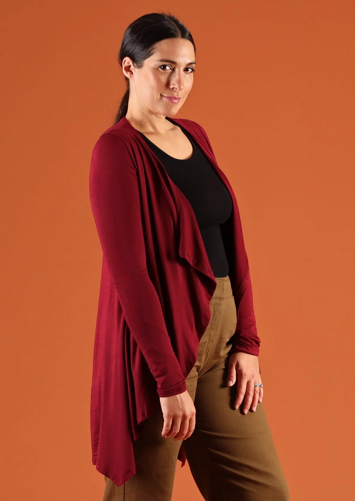 Waterfall Cardi Maroon - Fuchesia