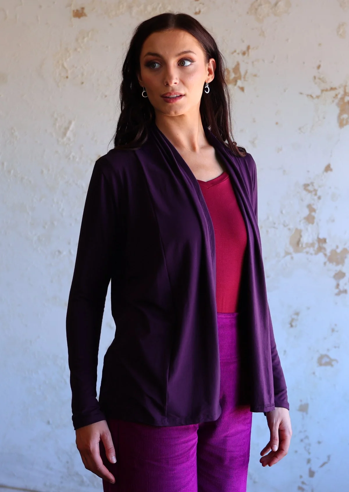 Timeless Cardi Dark Purple - Fuchesia
