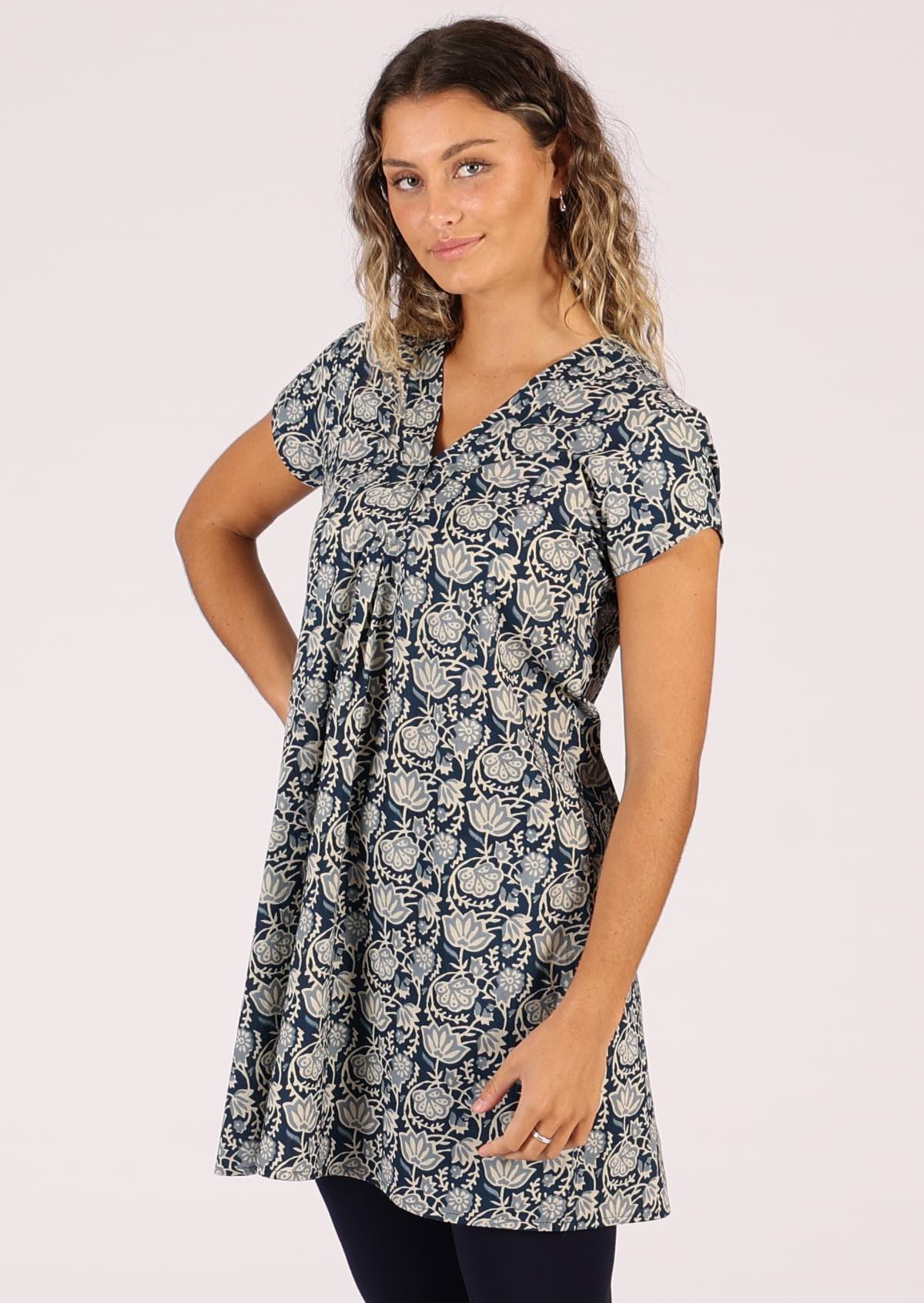 Sandy Tunic Indigo - Fuchesia