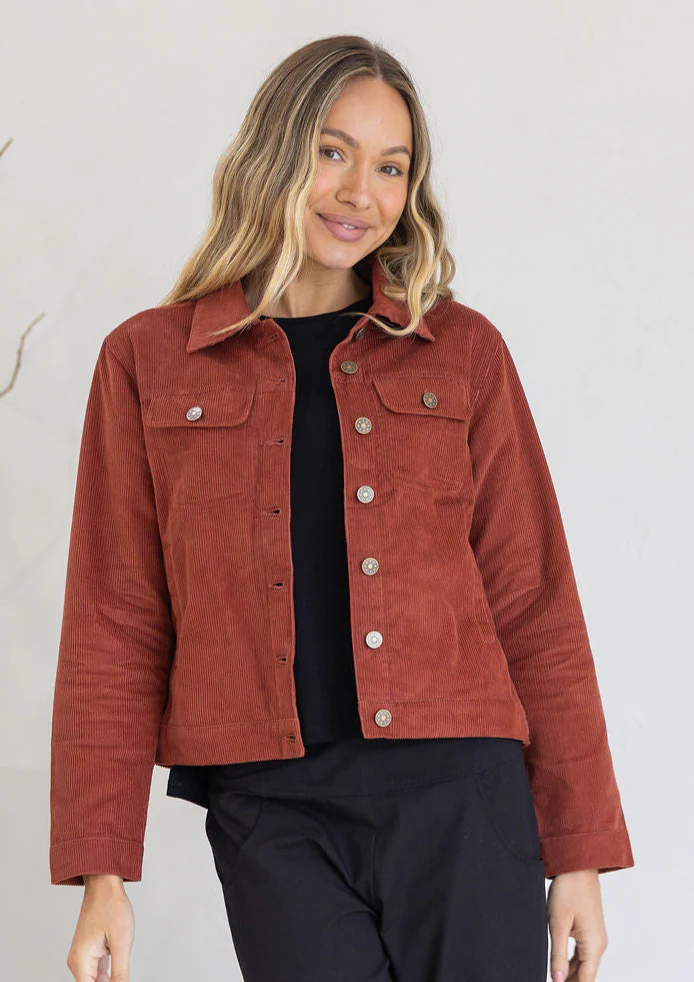 Corduroy Jacket Burnt Henna - Fuchesia