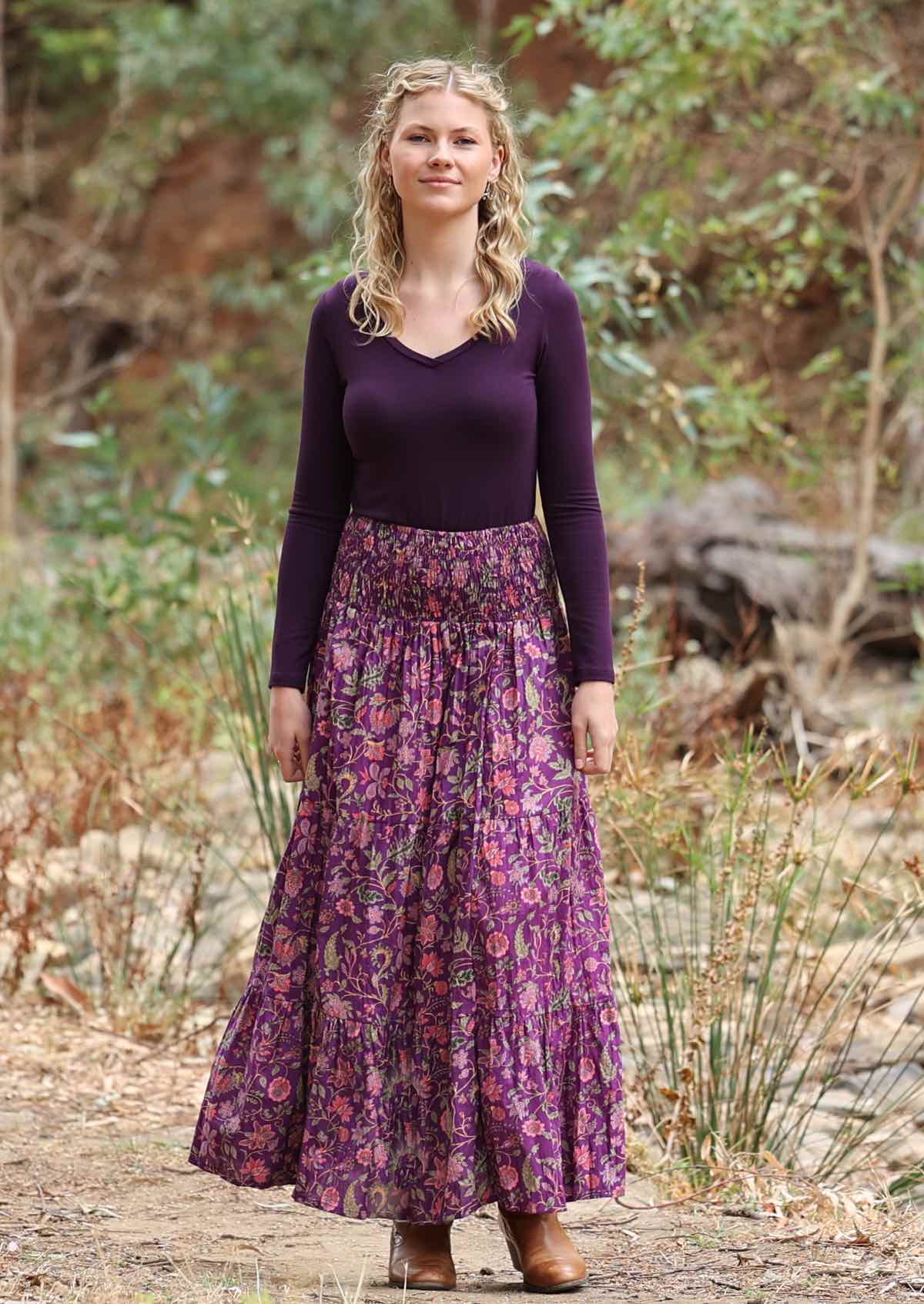 Dawn Maxi Skirt Amethyst - Fuchesia