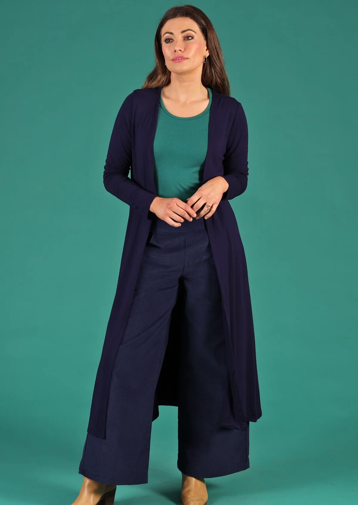 Duster Jersey Jacket Navy Blue - Fuchesia