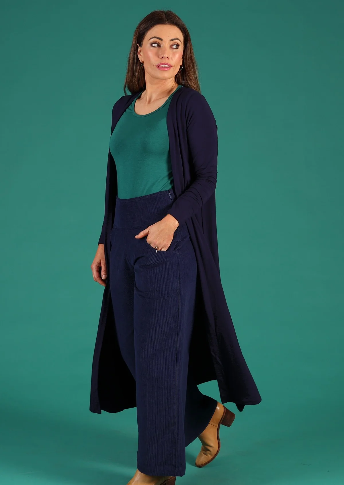 Duster Jersey Jacket Navy Blue - Fuchesia