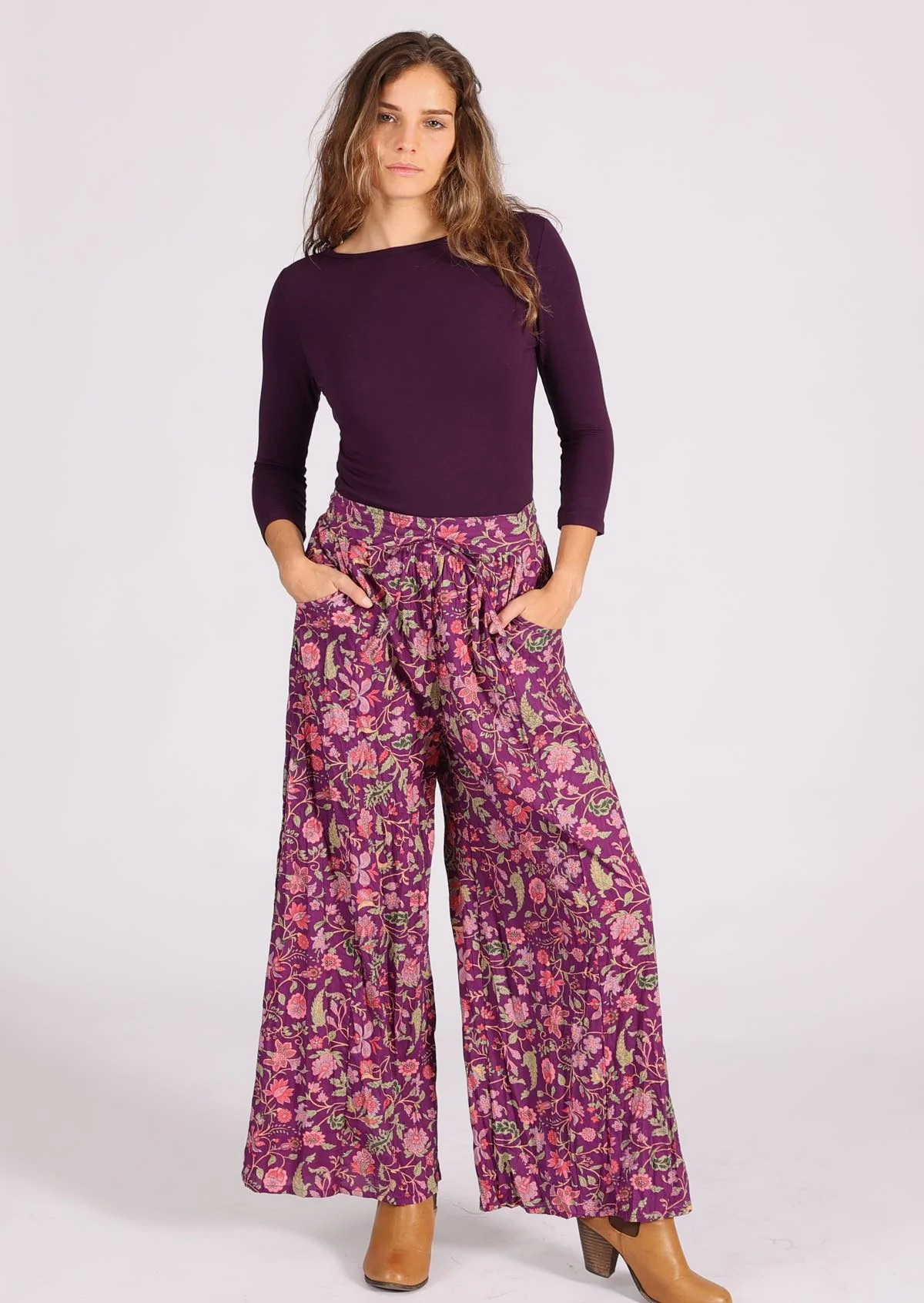 Printed Pants - Fuchesia