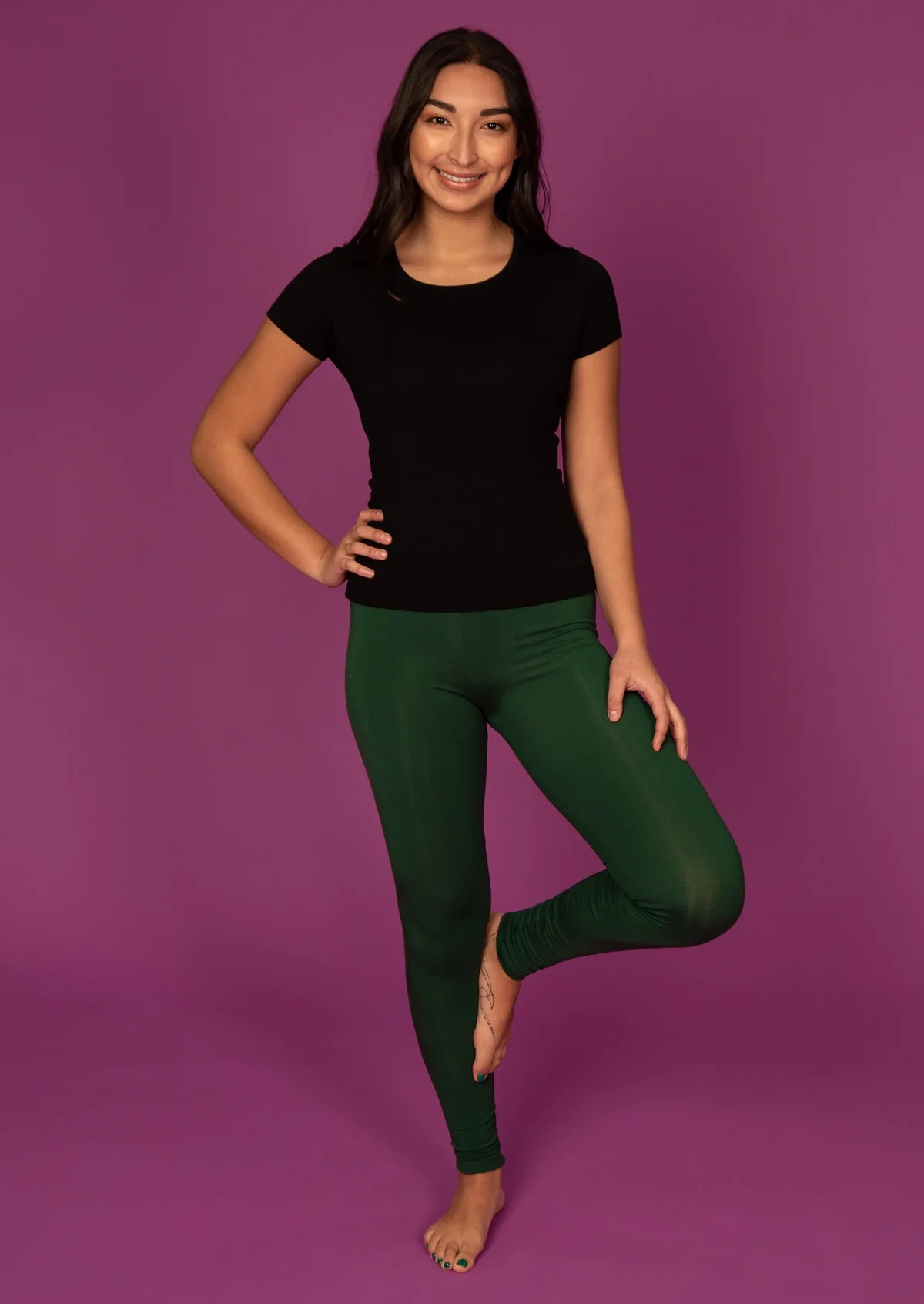 Leggings Forest Green - Fuchesia