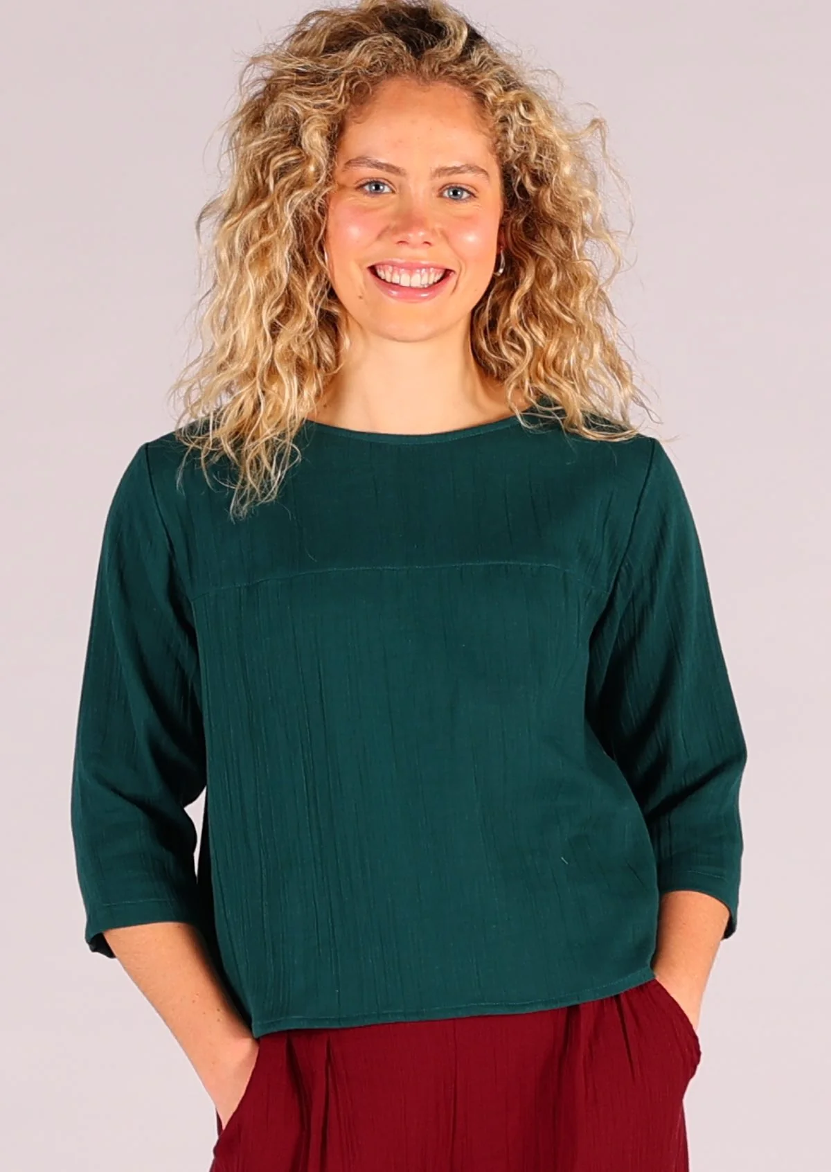 Demi Top Deep Teal - Fuchesia