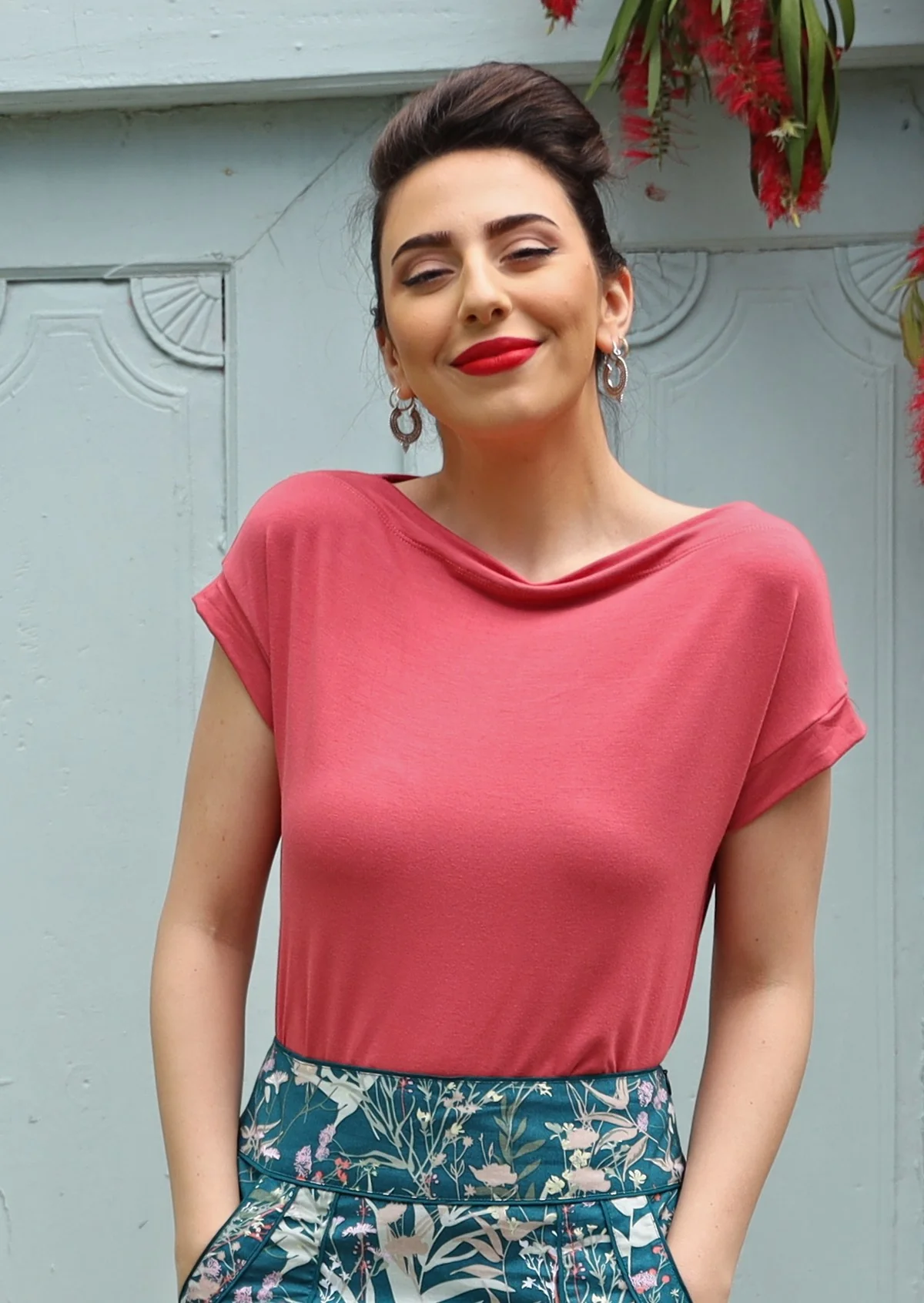 Wide Neck Mod Top Rose Pink - Fuchesia