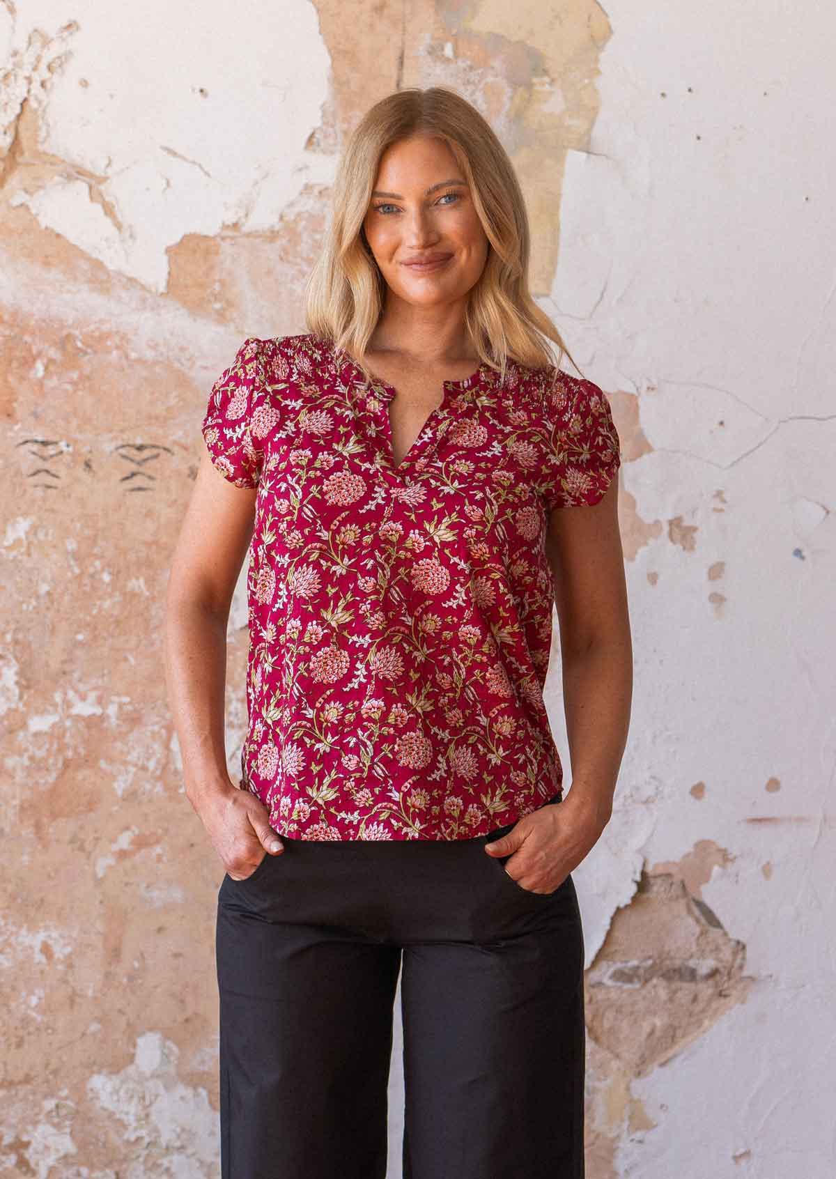 Sky Blouse Cranberry - Fuchesia