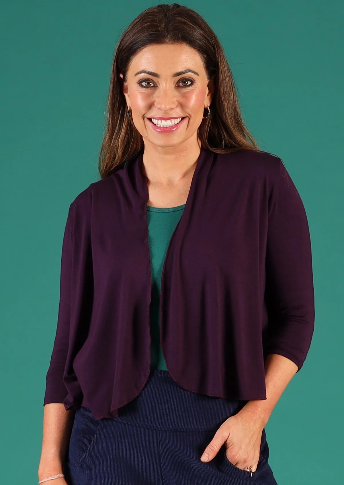 Bolero Cardi Dark Purple - Fuchesia