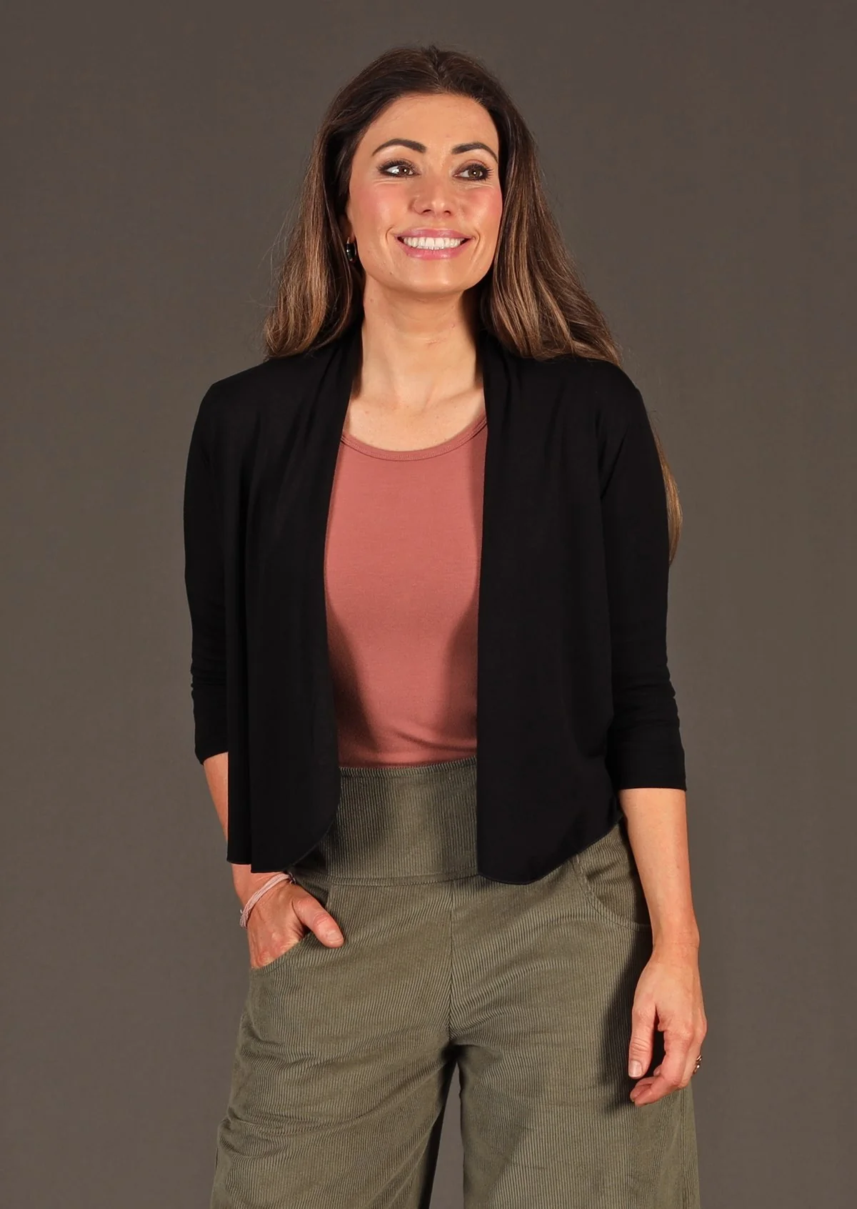 Bolero Cardi Black - Fuchesia