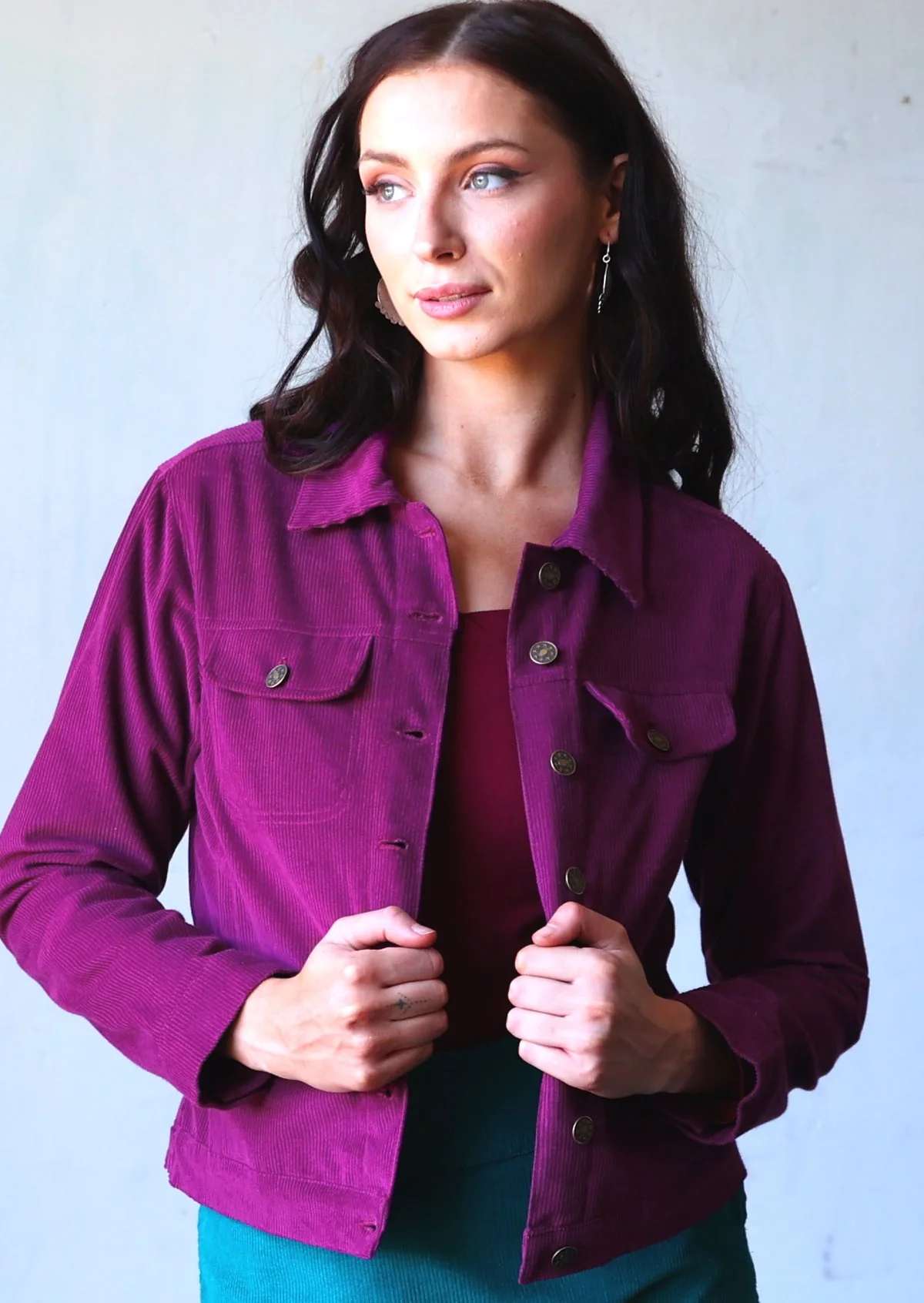 Corduroy Jacket Plum Caspia - Fuchesia