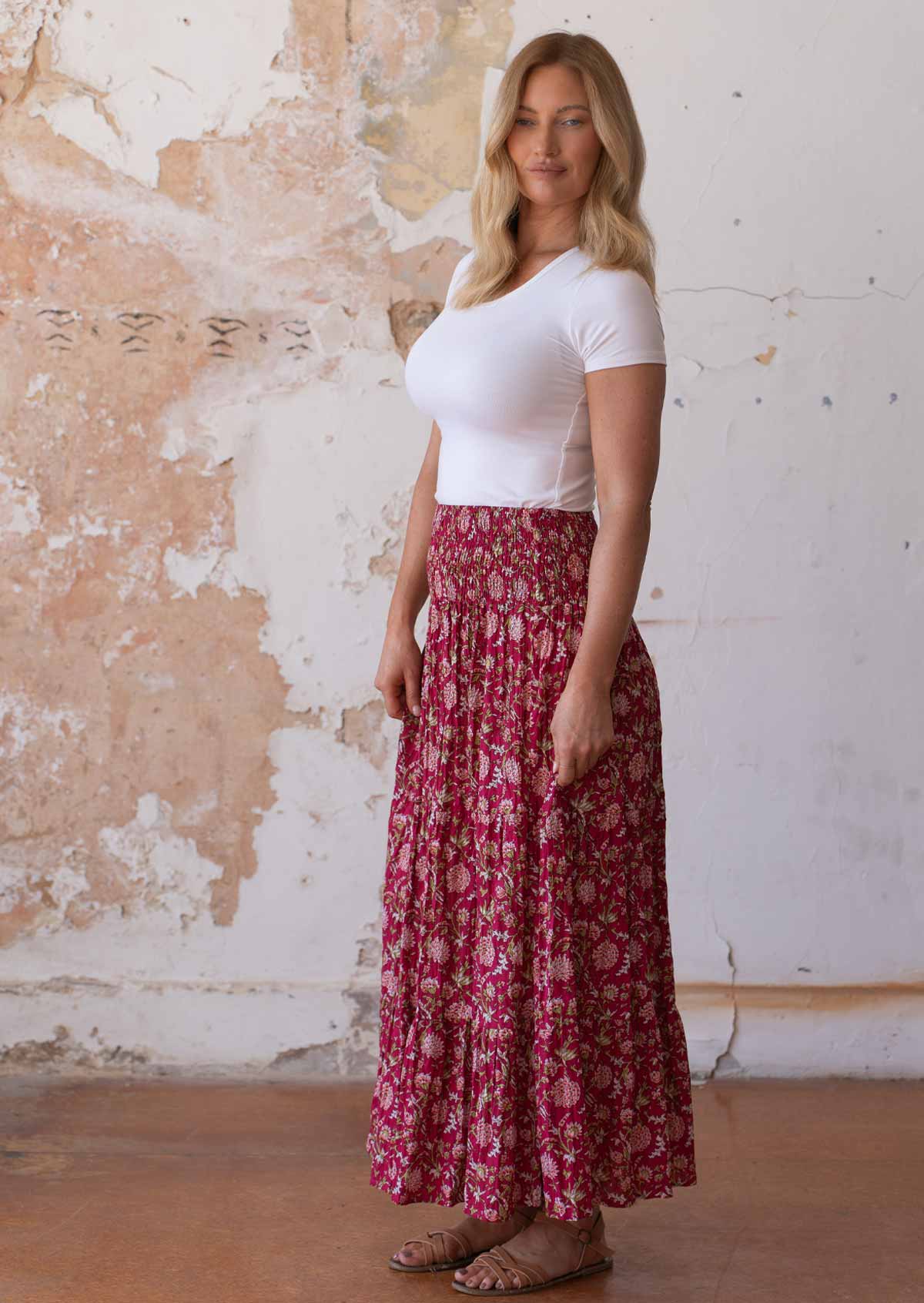 Dawn Maxi Skirt Cranberry - Fuchesia