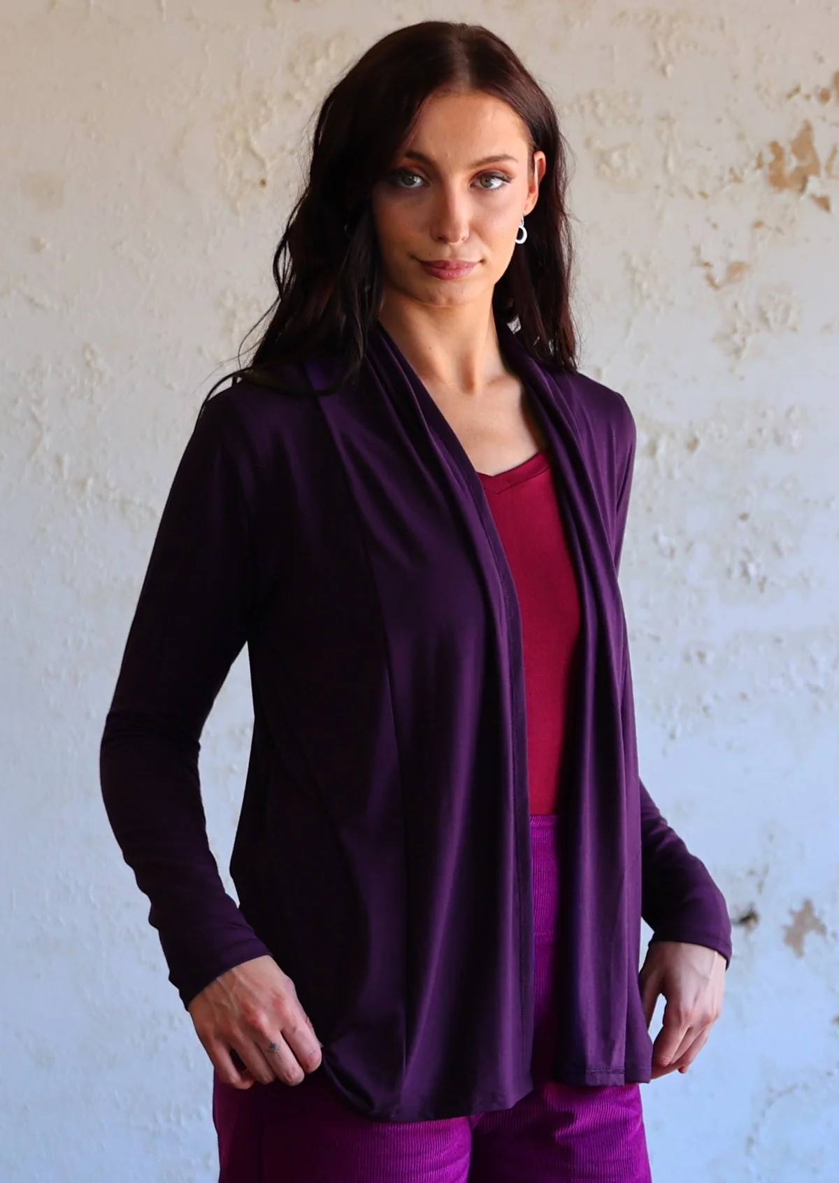 Timeless Cardi Dark Purple - Fuchesia