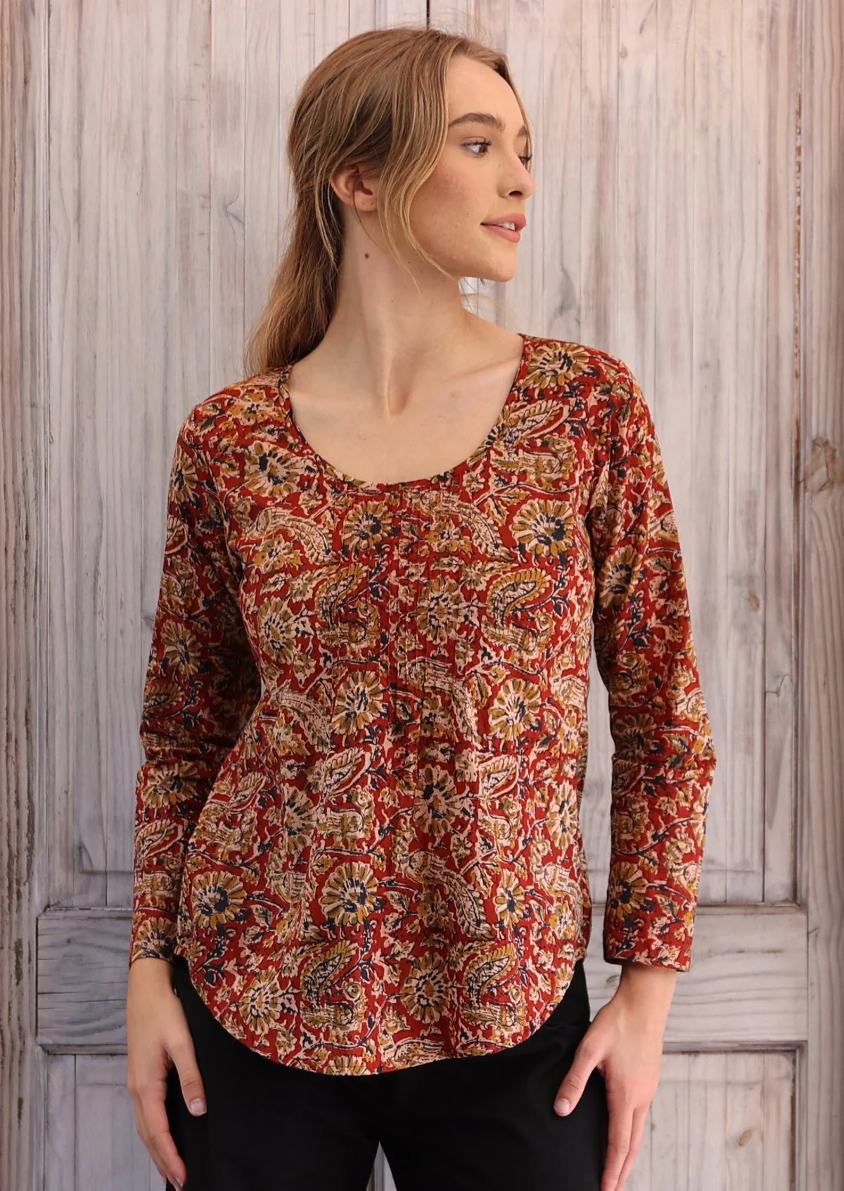Tulsi Long Sleeve Top Mayur - Fuchesia