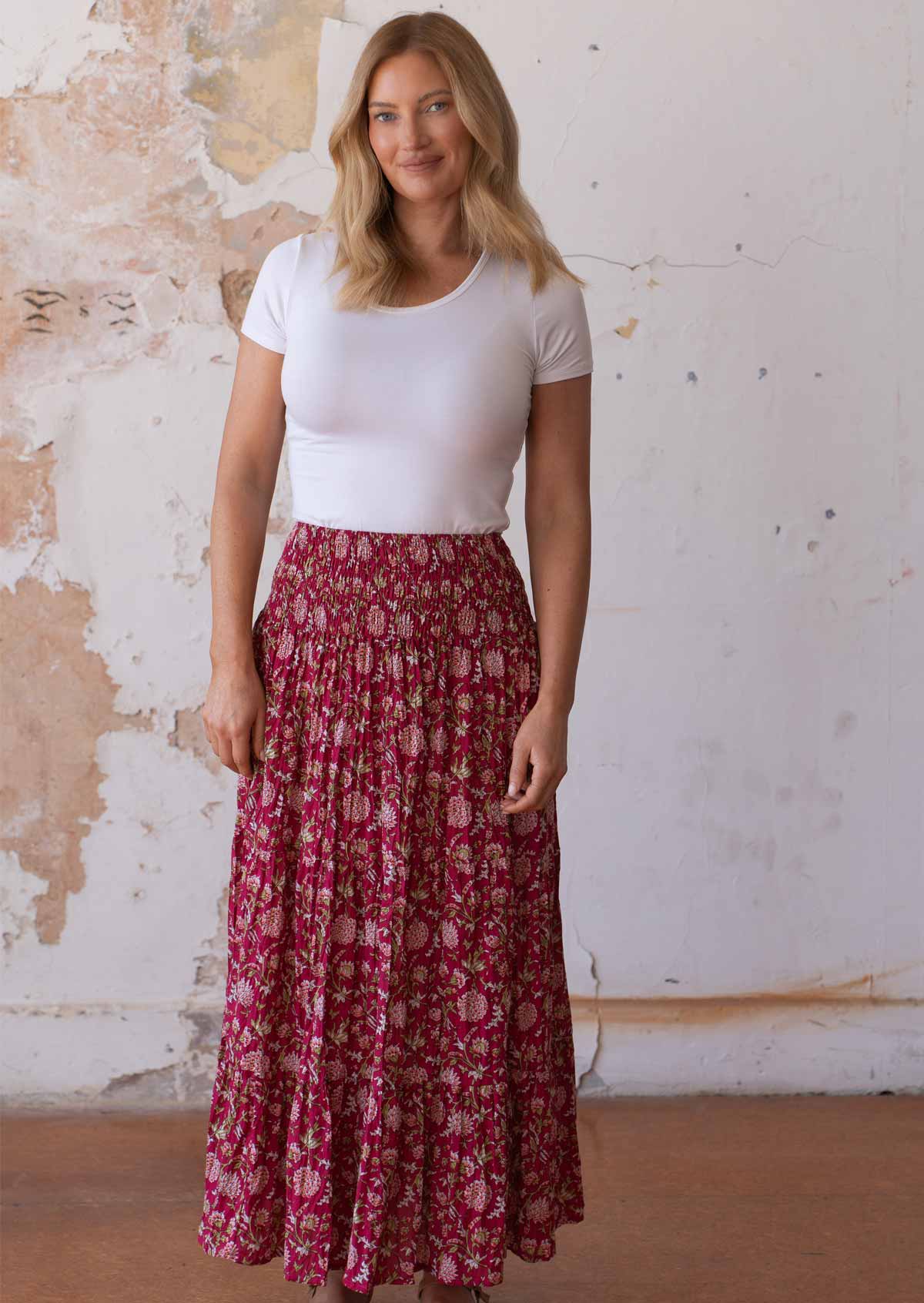 Dawn Maxi Skirt Cranberry - Fuchesia