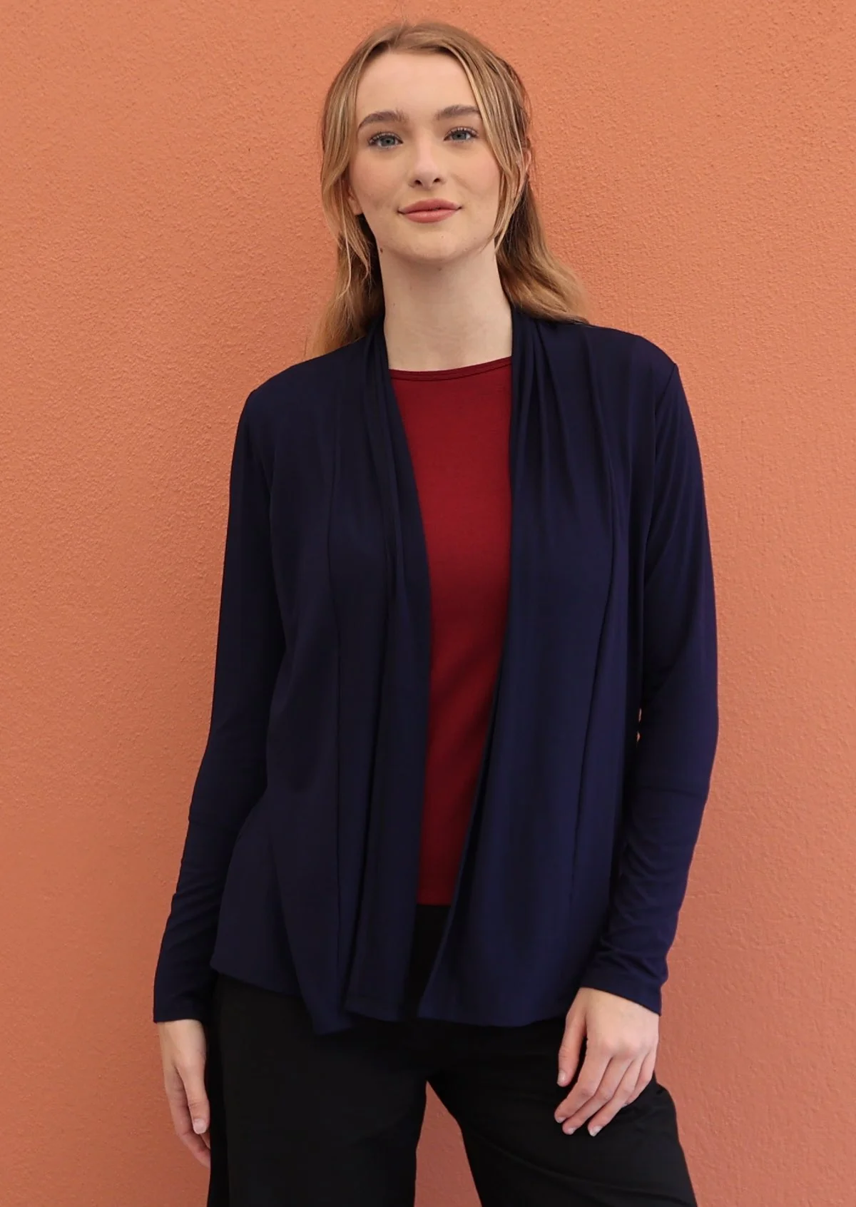 Timeless Cardi Navy Blue - Fuchesia