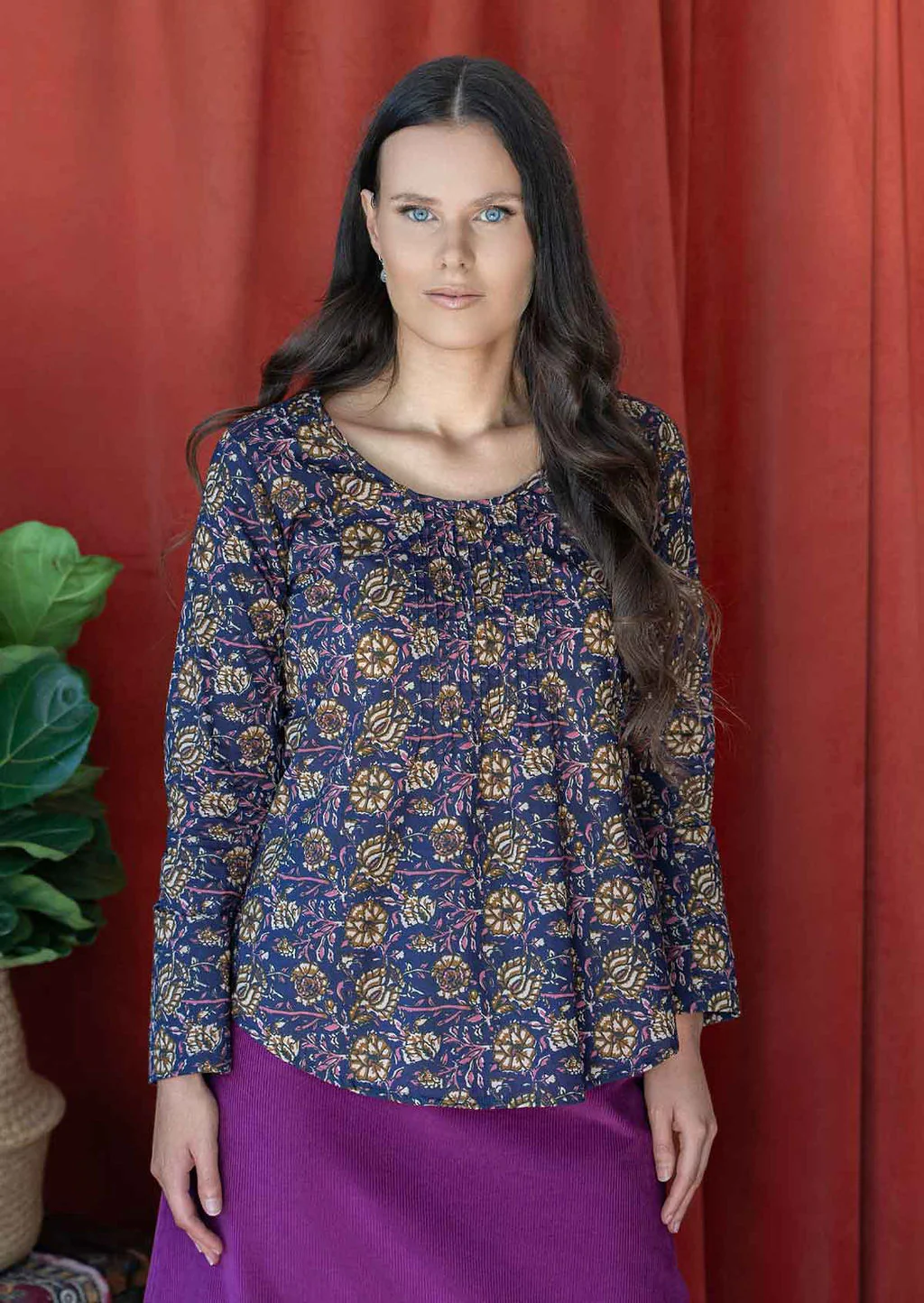 Tulsi Long Sleeve Top Raani - Fuchesia