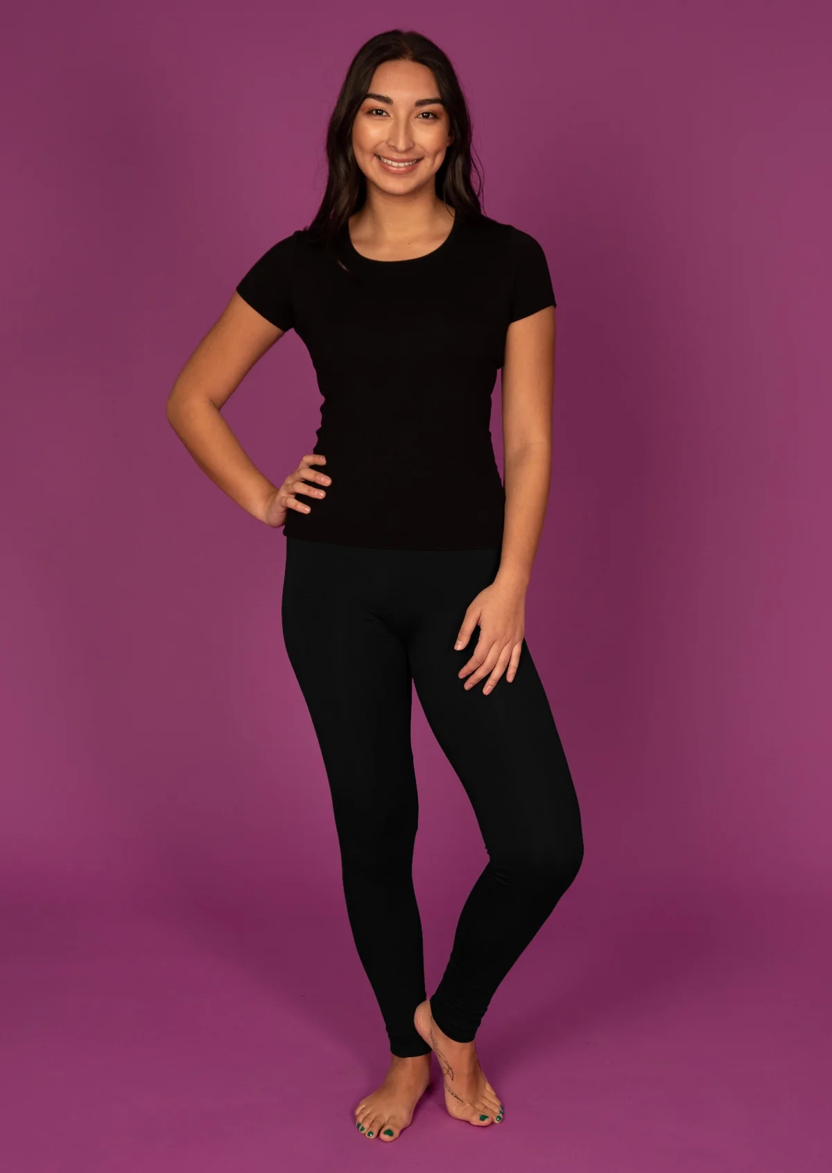 Leggings Black - Fuchesia