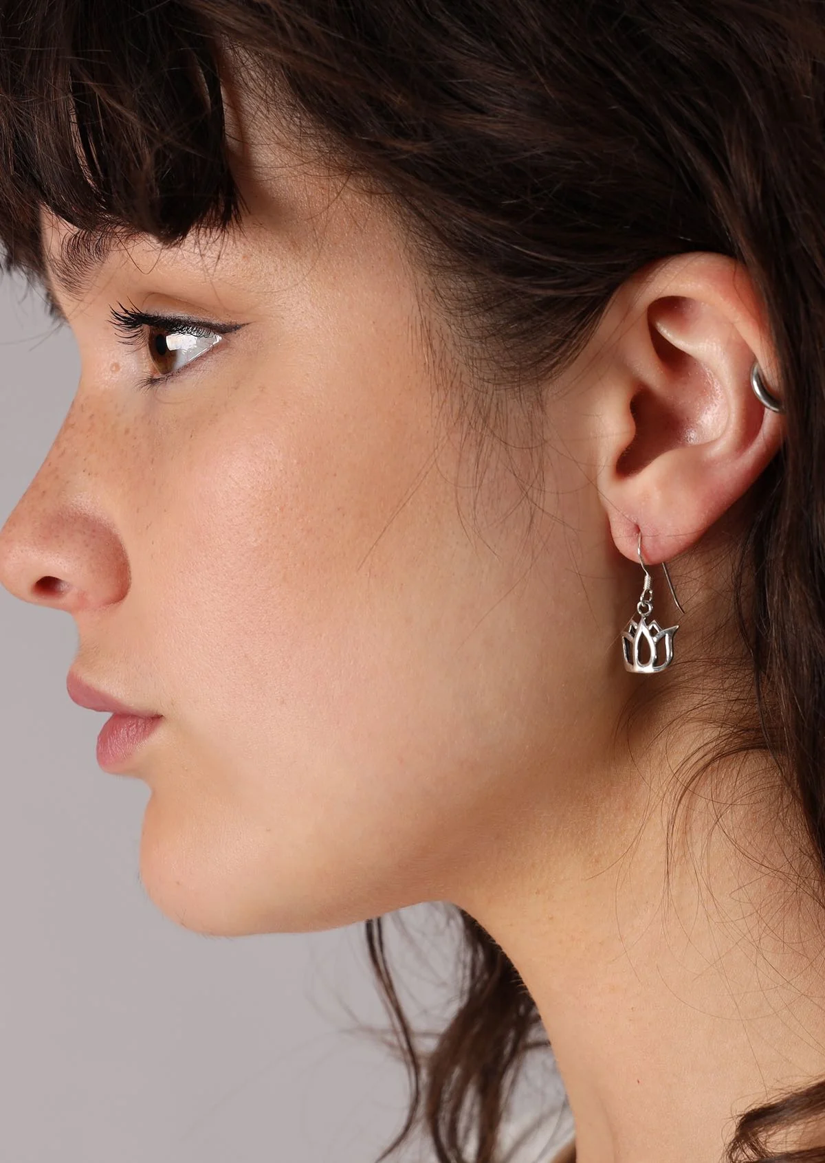 Small Lotus Flower Earrings - Fuchesia