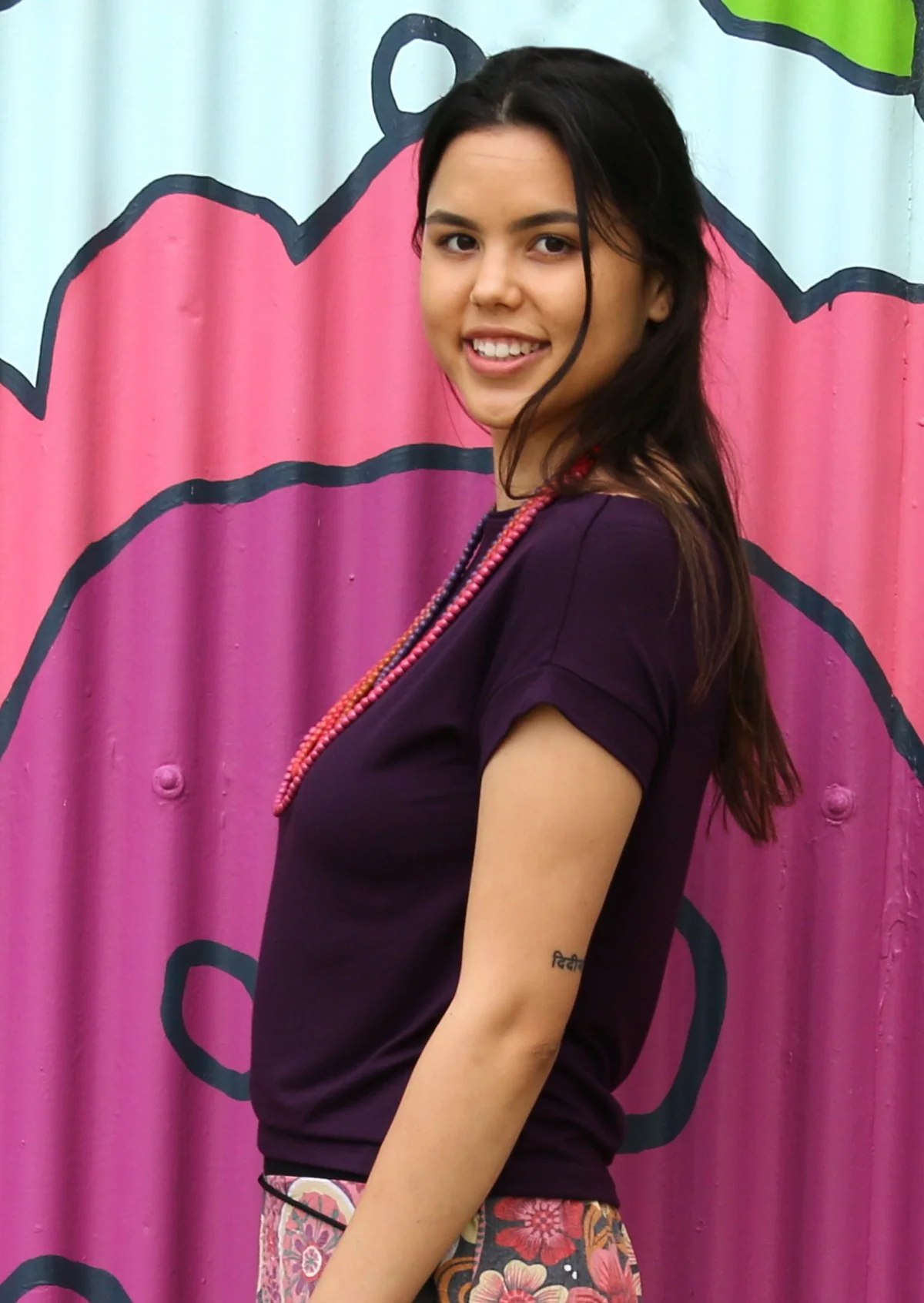 Wide Neck Mod Top Dark Purple - Fuchesia