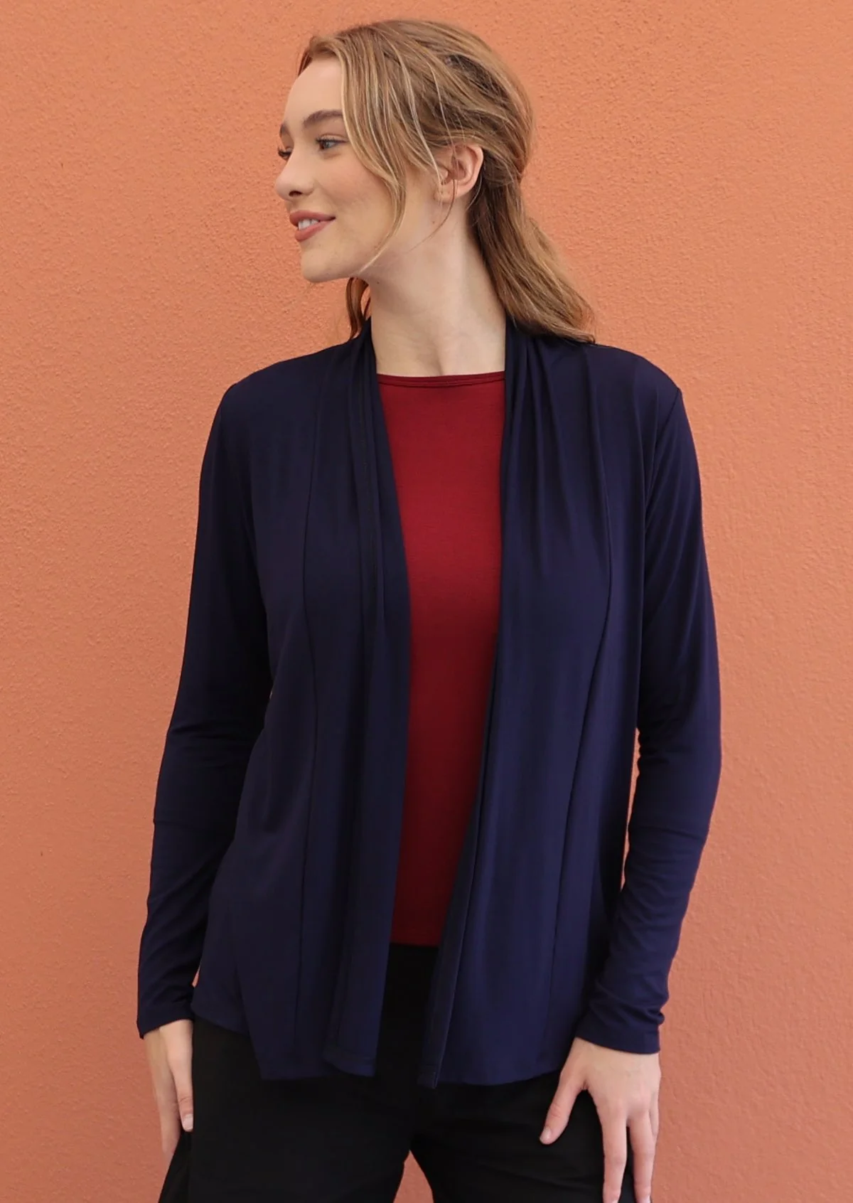 Timeless Cardi Navy Blue - Fuchesia