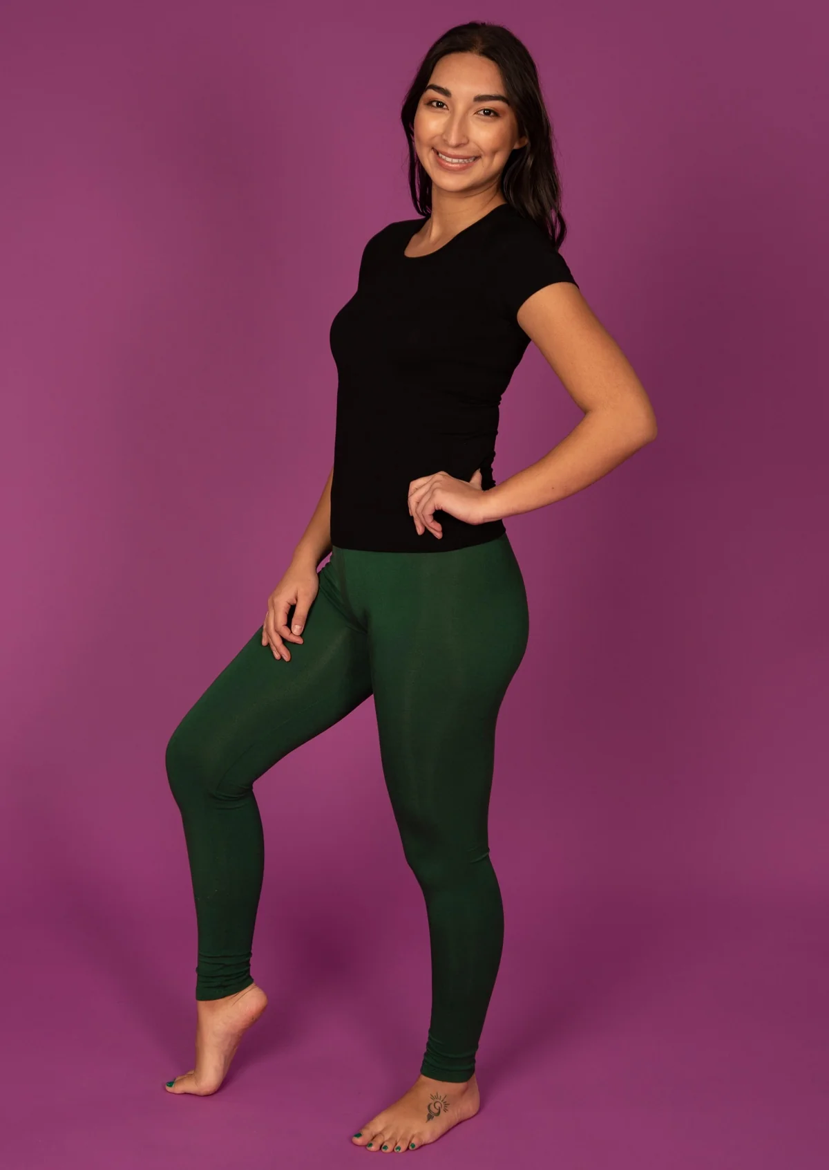 Leggings Forest Green - Fuchesia