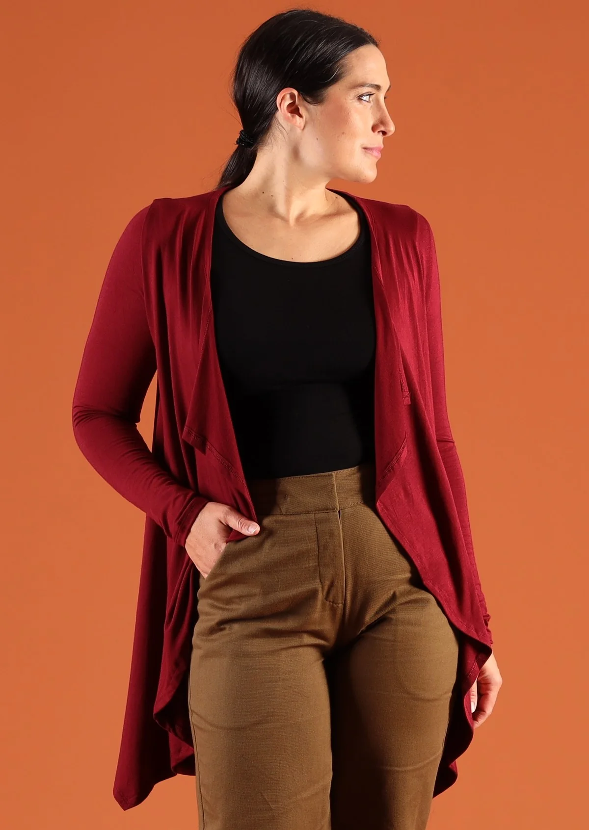Waterfall Cardi Maroon - Fuchesia