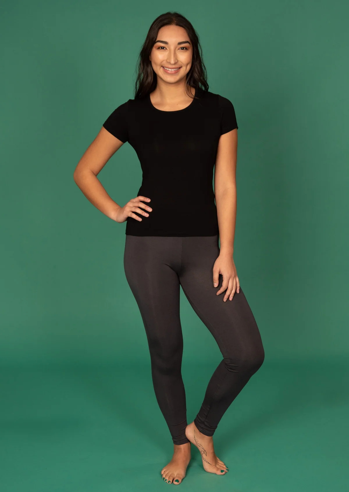 Leggings Dark Grey - Fuchesia