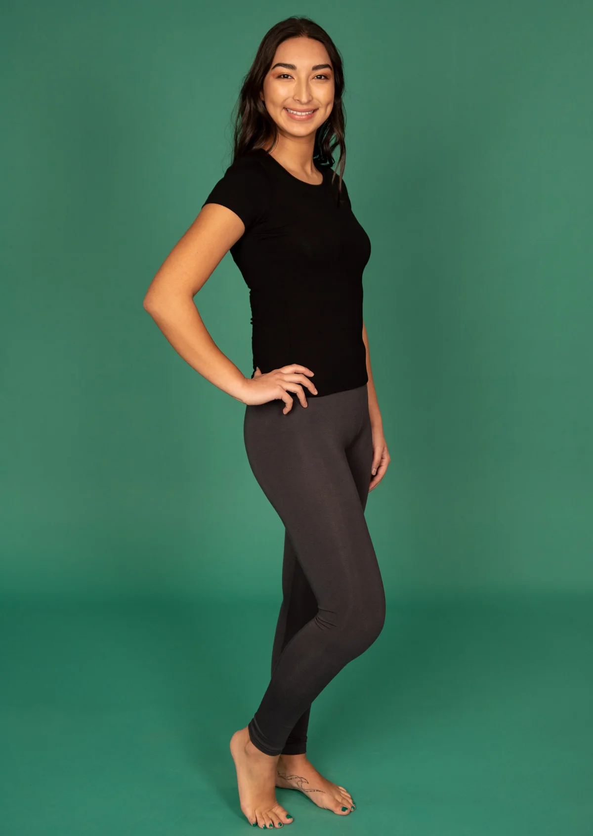 Leggings Dark Grey - Fuchesia