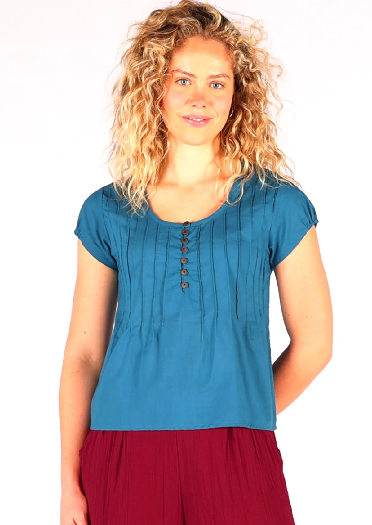 Yasmin Top Corsair Blue - Fuchesia