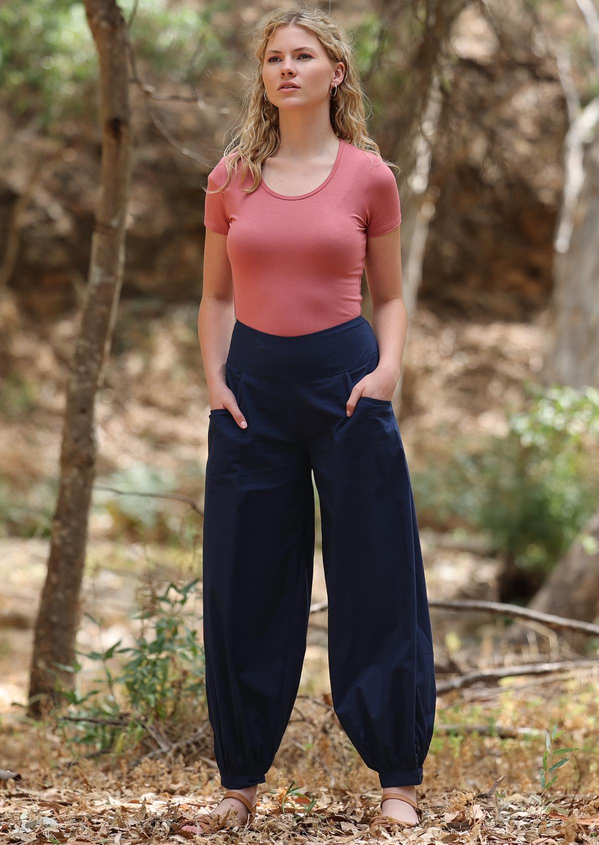 Acapulco Pants Navy - Fuchesia