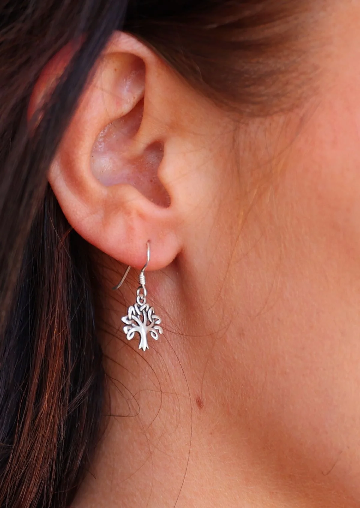 Celtic Tree Silver Earrings - Fuchesia