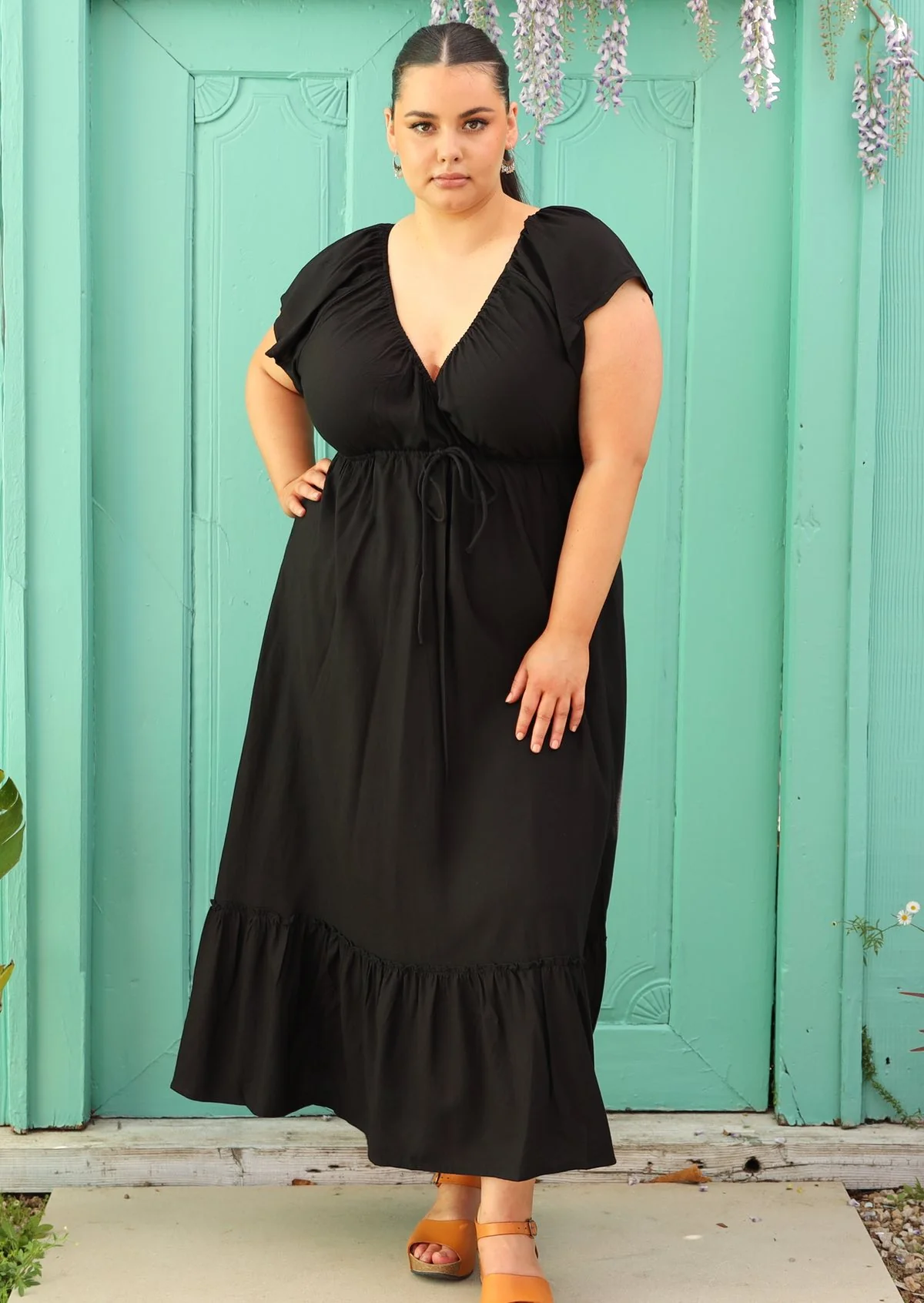 Nakita Dress Black - Fuchesia