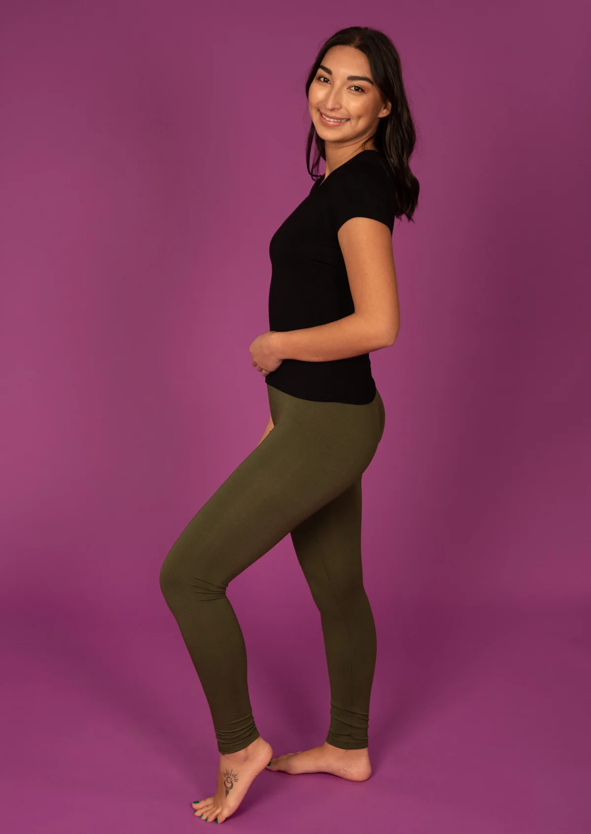 Leggings Olive Green - Fuchesia