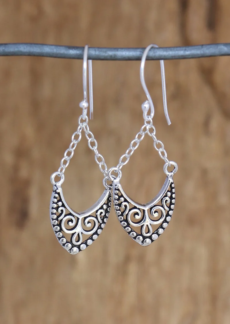 Dreamy Dangles Silver Earrings - Fuchesia