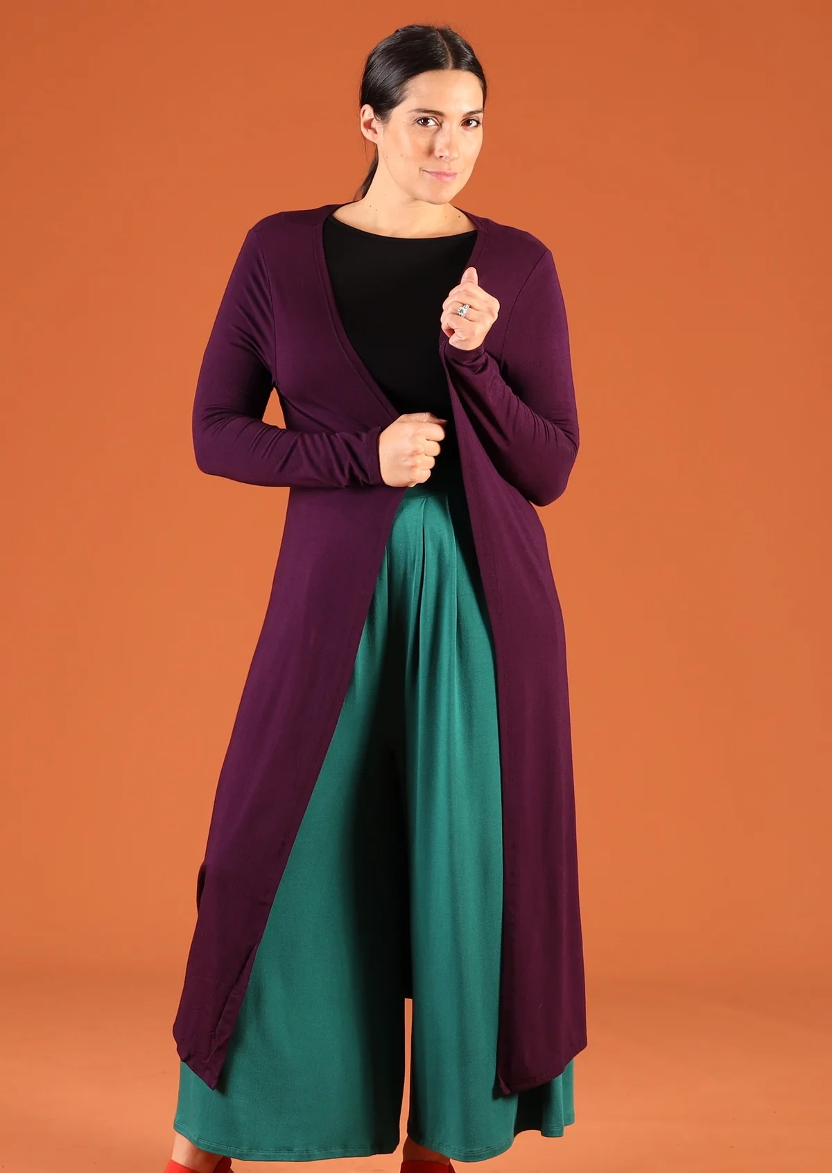 Duster Jersey Jacket Dark Purple - Fuchesia