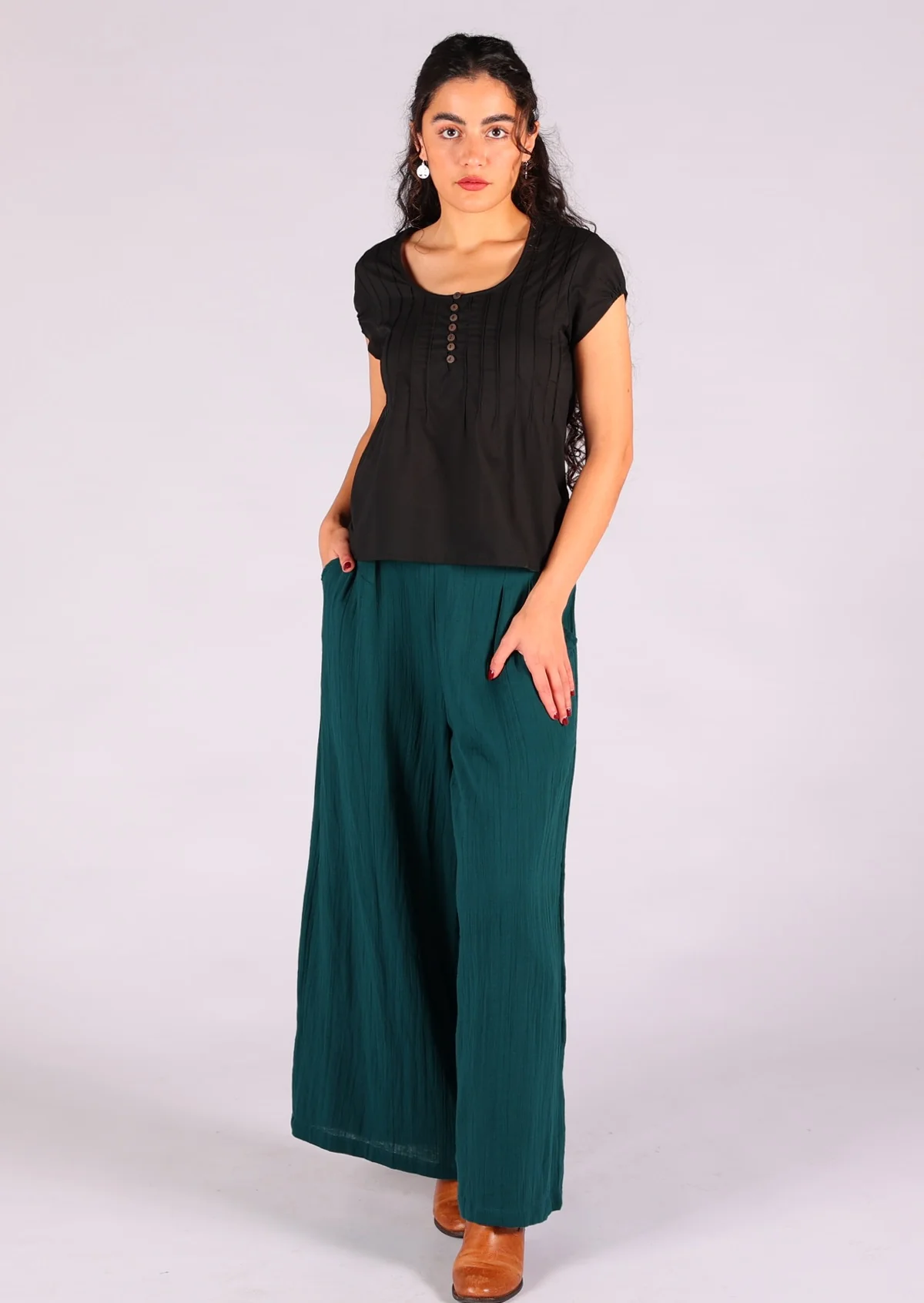 Jaya Pant Deep Teal - Fuchesia